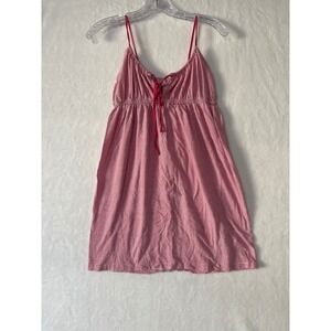 Esprit Pink White Striped Cotton Mini Dress Sz Small Empire Waist Babydoll Y2K